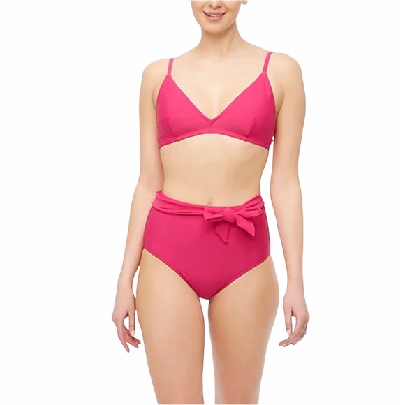 J.CREW High-Waisted Bikini Bottom Belt Fuchsia - Picture 3 of 8